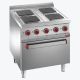 DIAMOND FORNUIS OPTIMA 700 (E7/4PQF7), 4 kookplaten, (2,6 kW), afmetingen 220x220 mm met in de onderbouw een elektrisch verwarmde 2/1GN oven, 5,3 kW